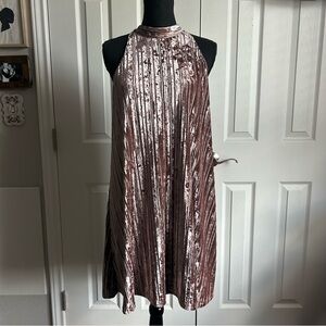 Angie dusty pink velvet crushed sleeveless trapeze whimsygoth boho dress
